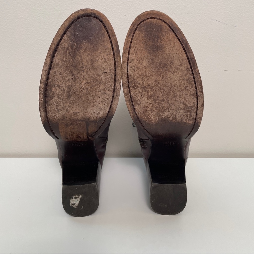 Frye Nora short zip boot brown size 9 bootie western leather pointed toe office - Picture 12 of 15
